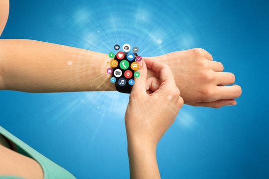 Smartwatch with application icons.