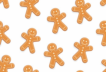 gingerbread man seamless pattern. isolated on white background