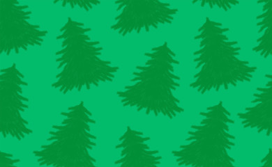 Seamless pattern with Christmas trees. isolated on green background