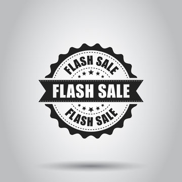 Flash sale grunge rubber stamp. Vector illustration on white background. Business concept sale discount stamp pictogram.