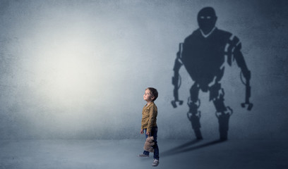 Robotman shadow of a cute little boy