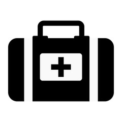 Fototapeta premium Vector illustration icon of medical subject. Black on a white background. Doctor bag.