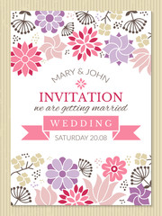 Floral poster design template with place for your text. Wedding invitation