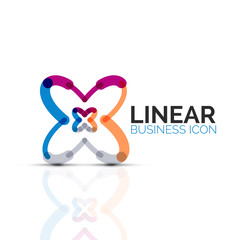 Abstract flower or star, linear thin line icon. Minimalistic business geometric shape symbol created with line segments