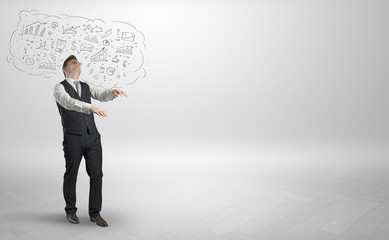 Sleeping sickness businessman with full head concept