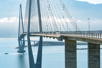 Car on bridge road in Norway, Europe
