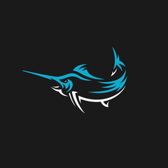 Marlin fish vector logo. Fishing emblem