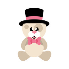 cartoon cute dog sitting in hat and tie