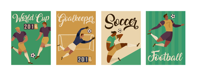 Football soccer player set posters of characters vector illustration © Angelina Bambina
