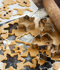 Cooking Christmas cookies with  cookie cutters