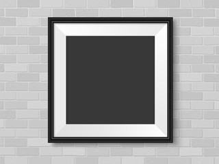 Frames mockup on brick wall template square black