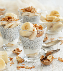 Chia pudding parfait with banana