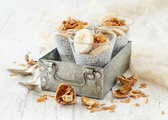 Chia pudding parfait with banana