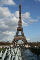 View of the Eiffel Tower from the River Seine, Paris, France