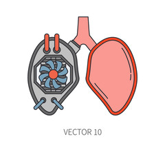 Bionic lungs and trachea prosthesis line icon. Bionic prosthesis. Biotechnology futuristic medicine. Future technology. Medical artificial mechanical robot implant sign and symbol. Transplantation.