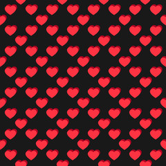 Fototapeta na wymiar Vector flat hearts seamless pattern. Red and black. Sexy love romantic theme