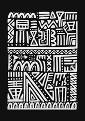 Unique hand drawn poster with abstract shapes in scandinavian style.