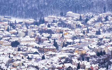Up view of Brasov City in winter season