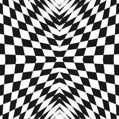 Vector black and white geometric checkered abstract pattern. 3D optical effect