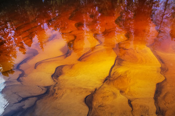 Sand waves on the bottom, the reflection in the water