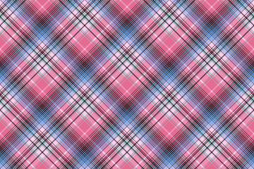 Blue pink abctract check plaid seamless pattern