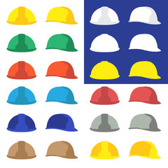 Isolated vector safety hard hat collection with different colors