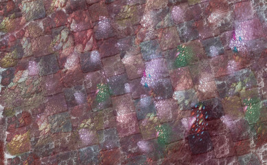 Soap foam on the mosaic floor. Abstract fractal design.