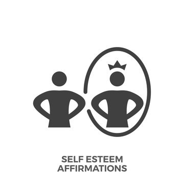 Self Esteem Affirmations Glyph Vector Icon Isolated on the White Background.