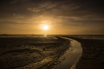 Beautiful sunset sky on the Somerset coast in England