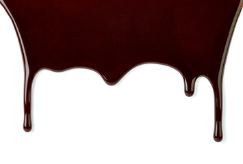 close up of chocolate syrup on white background