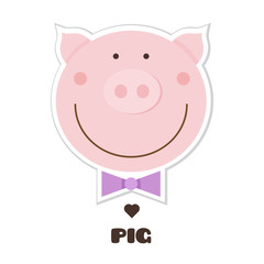 Pig. Sticker. Vector illustration.