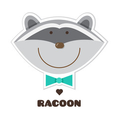 Racoon. Sticker. Vector illustration.