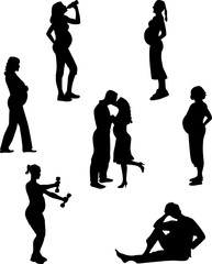 Silhouettes of pregnant women
