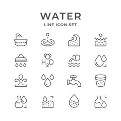 Set line icons of water