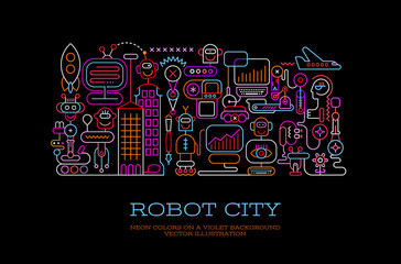 Robot City conceptual vector illustration