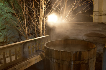 Open air hot spring in Nikko, Japan　日光奥鬼怒温泉の露天風呂