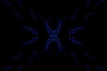 Beautiful fractal shapes illustration - background, Fractal shapes fantasy pattern - blue and black 