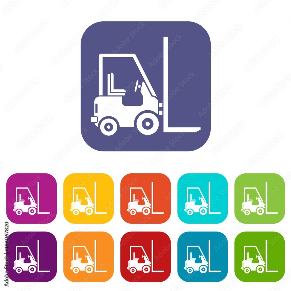 Poster stacker loader icons set