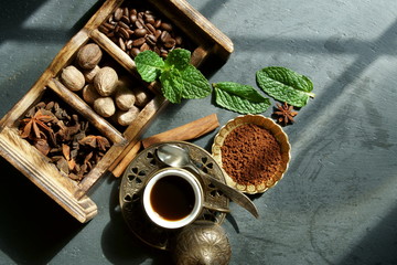 Black coffee with spices
