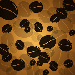 Coffee background . Black  coffee,  roasted coffee beans on dark  background.