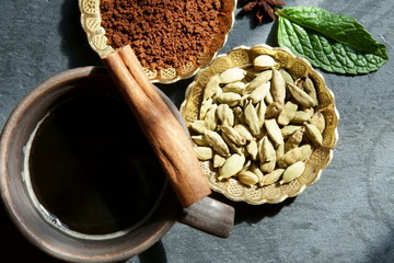 Black coffee with spices