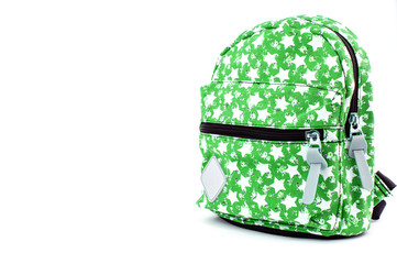 Colored backpack on a white background.