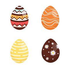 Set Easter eggs, collection of vector illustration in cartoon style, isolated.