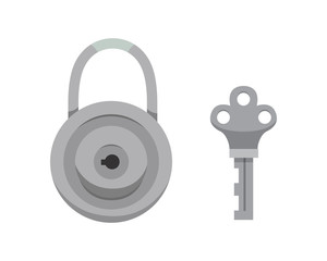 Vintage key and lock. Vector illustration cartoon padlock. Secret, mystery or safe icon.