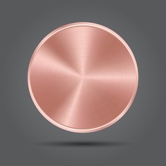 Metal rose plate icons. Pink badge medal.