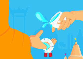 Thailand Songkran Festival Is the new year of Thailand . Most people prefer to go to the temple to Sprinkle water on to the monk