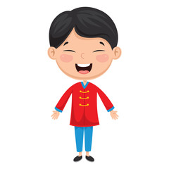 Vector Illustration Of A Chinese Kid