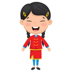 Vector Illustration Of A Chinese Kid