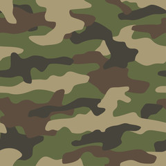 Camouflage seamless pattern. Classic style masking camo repeat print. Vector illustration.