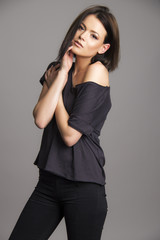beautiful fashion model posing girl commercial Caucasian close up beauty portrait isolated 